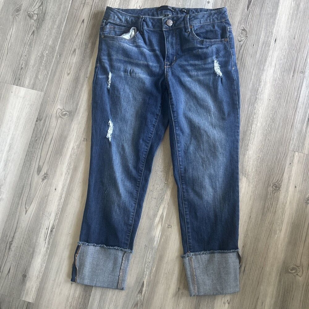 1822 Taylor Crop Women’s Distressed Cuffed Stretch Jeans Size 8